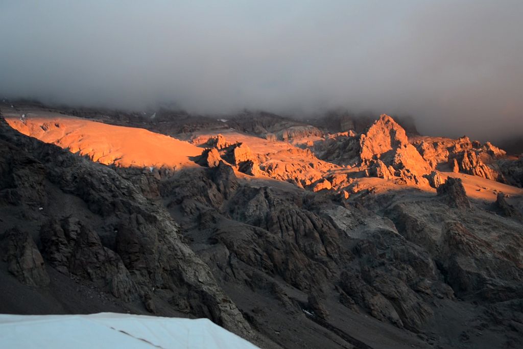 11 Sunset On Aconcagua West Face From Plaza de Mulas Aconcagua Base Camp